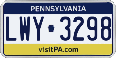 PA license plate LWY3298