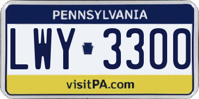 PA license plate LWY3300