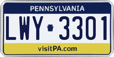 PA license plate LWY3301