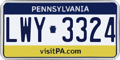 PA license plate LWY3324