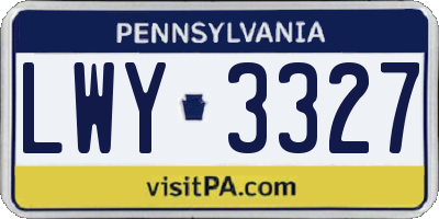 PA license plate LWY3327
