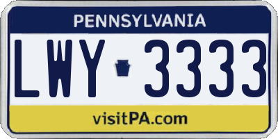 PA license plate LWY3333
