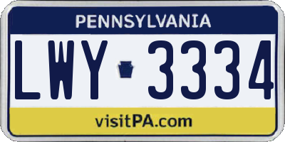 PA license plate LWY3334