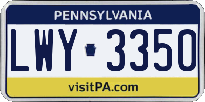 PA license plate LWY3350