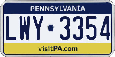 PA license plate LWY3354