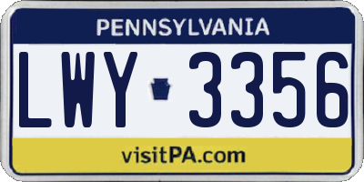 PA license plate LWY3356
