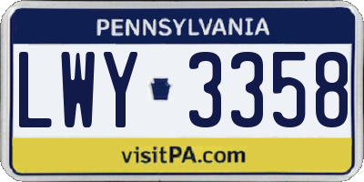 PA license plate LWY3358