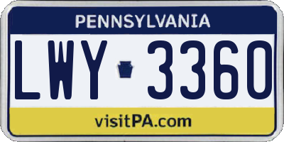 PA license plate LWY3360