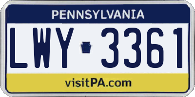 PA license plate LWY3361