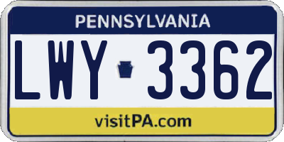 PA license plate LWY3362