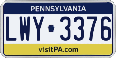 PA license plate LWY3376