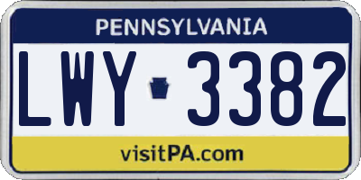 PA license plate LWY3382