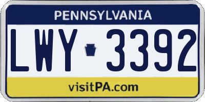 PA license plate LWY3392