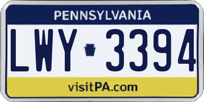 PA license plate LWY3394