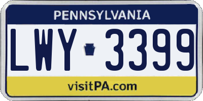 PA license plate LWY3399
