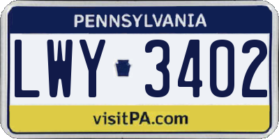 PA license plate LWY3402