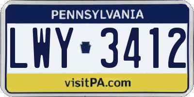 PA license plate LWY3412