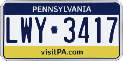 PA license plate LWY3417