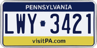 PA license plate LWY3421
