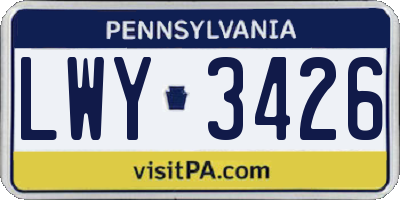 PA license plate LWY3426