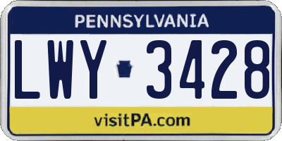 PA license plate LWY3428
