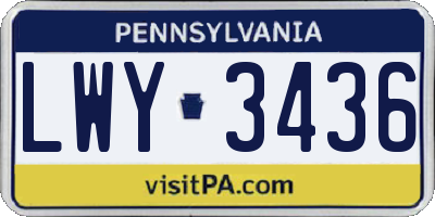 PA license plate LWY3436