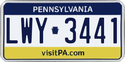 PA license plate LWY3441