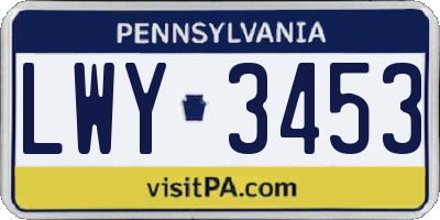 PA license plate LWY3453