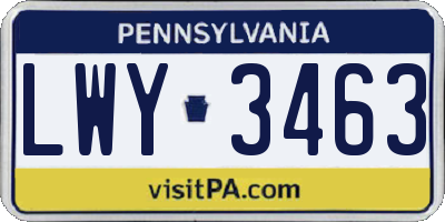 PA license plate LWY3463
