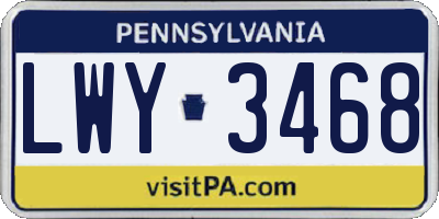 PA license plate LWY3468