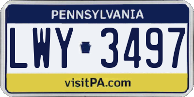 PA license plate LWY3497