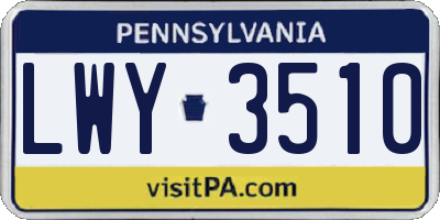 PA license plate LWY3510