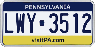 PA license plate LWY3512