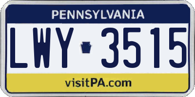 PA license plate LWY3515