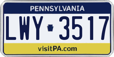 PA license plate LWY3517