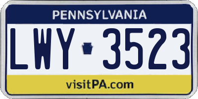 PA license plate LWY3523