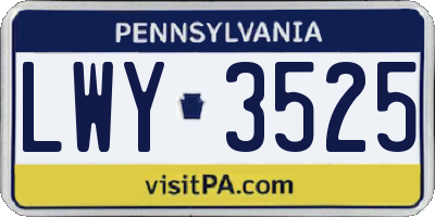 PA license plate LWY3525