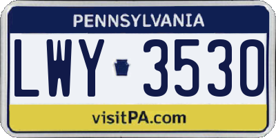 PA license plate LWY3530