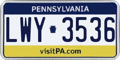 PA license plate LWY3536