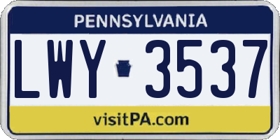 PA license plate LWY3537