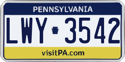 PA license plate LWY3542