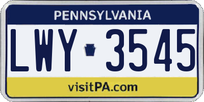 PA license plate LWY3545