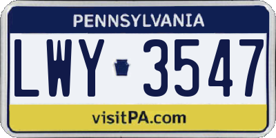 PA license plate LWY3547