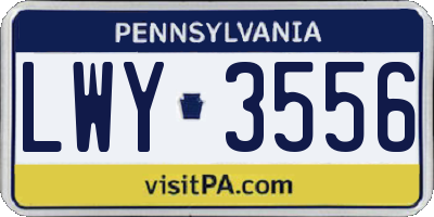 PA license plate LWY3556