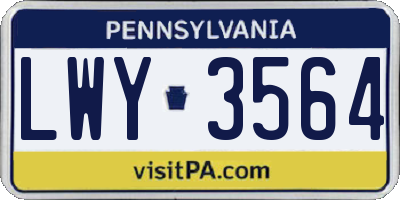 PA license plate LWY3564