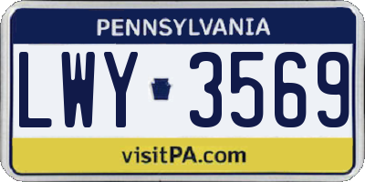 PA license plate LWY3569