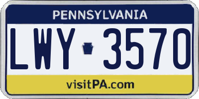 PA license plate LWY3570
