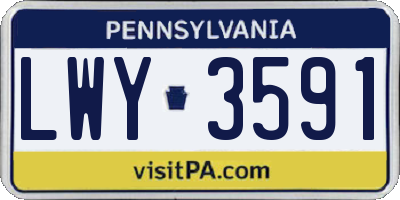 PA license plate LWY3591