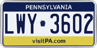 PA license plate LWY3602