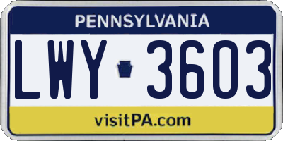 PA license plate LWY3603